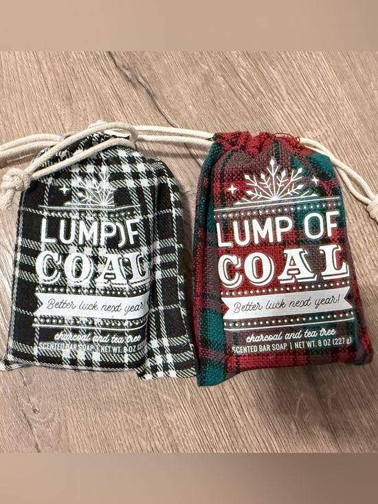 Other - Lump of Coal Plaid Scented Bar Soap Pouches - Black & Red/Green